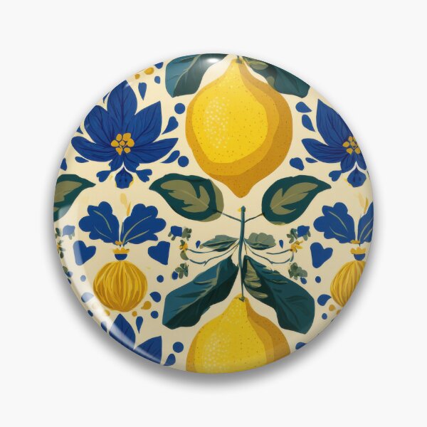 Item preview, Lemon and Blue Pattern Sicilian Mediterranean Style designed and sold by PG Illustration.