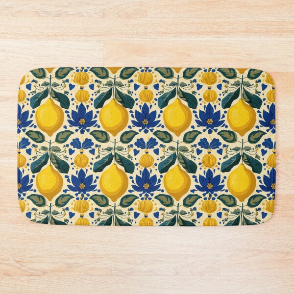 Item preview, Lemon and Blue Pattern Sicilian Mediterranean Style designed and sold by PG Illustration.