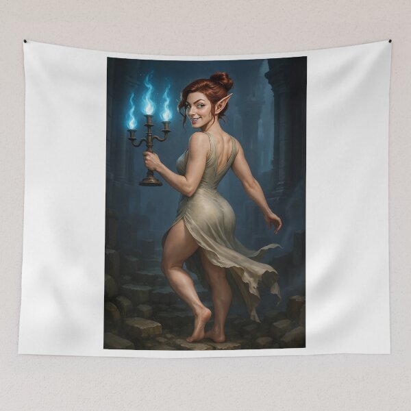 Item preview, Fortana elf woman candelabra ancient ruins designed and sold by CathryneDelamort.