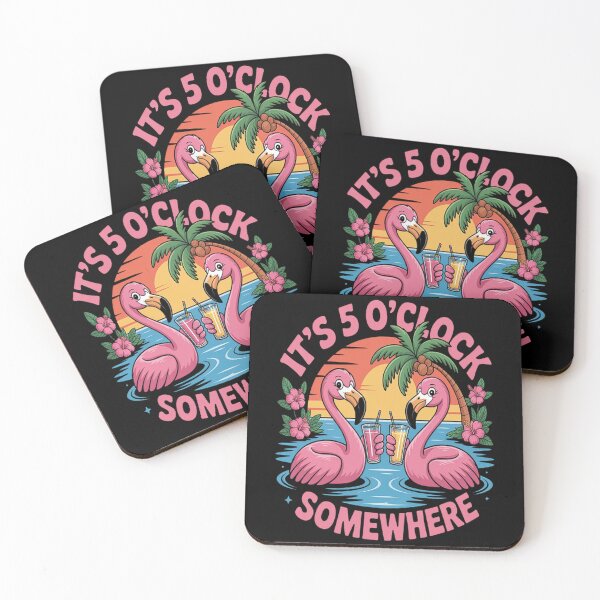 Item preview, It's 5 O'Clock Somewhere Flamingo Beach Vacation Drinking designed and sold by LacostCarl.