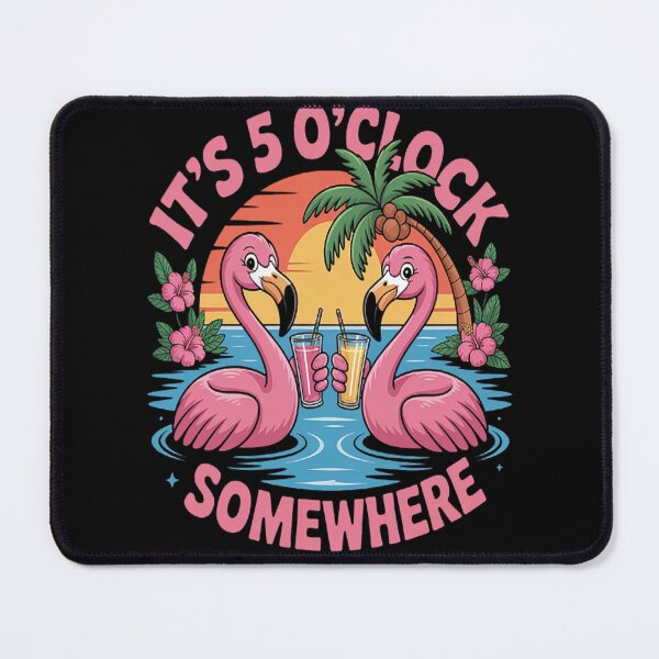 Item preview, It's 5 O'Clock Somewhere Flamingo Beach Vacation Drinking designed and sold by LacostCarl.