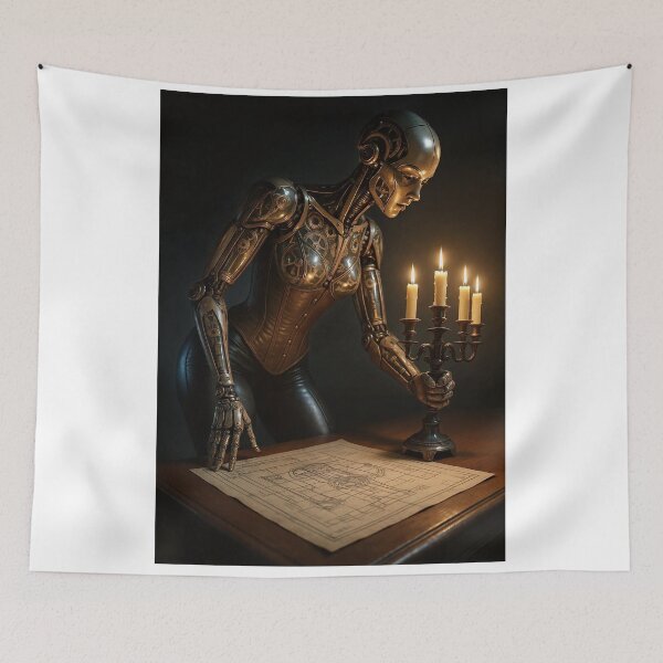 Item preview, Steampunk Robot Female Candelabra Blueprint designed and sold by CathryneDelamort.