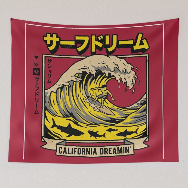 Item preview, California Dreamin' Surf - Retro Japanese  designed and sold by Teeseas Wave.
