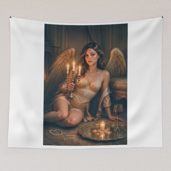 Item preview, Angel with wings holds candelabra designed and sold by CathryneDelamort.