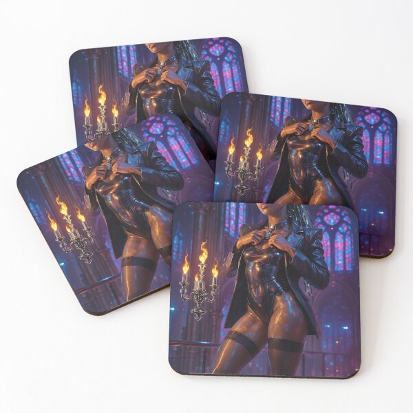 Item preview, Confident woman beside glowing candelabra designed and sold by CathryneDelamort.