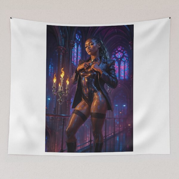 Item preview, Confident woman beside glowing candelabra designed and sold by CathryneDelamort.