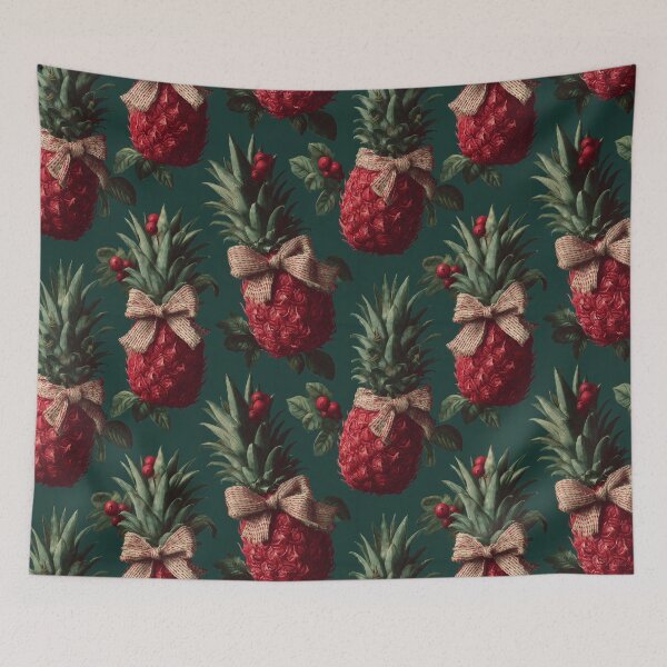 Item preview, Evergreen Christmas Pineapple Pattern designed and sold by SQSHD-Pineapple.