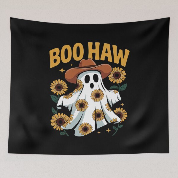 Item preview, Boo-Haw Ghost Sunflower Cowboy Cowgirl Western Halloween  designed and sold by RsFilsingerArt.