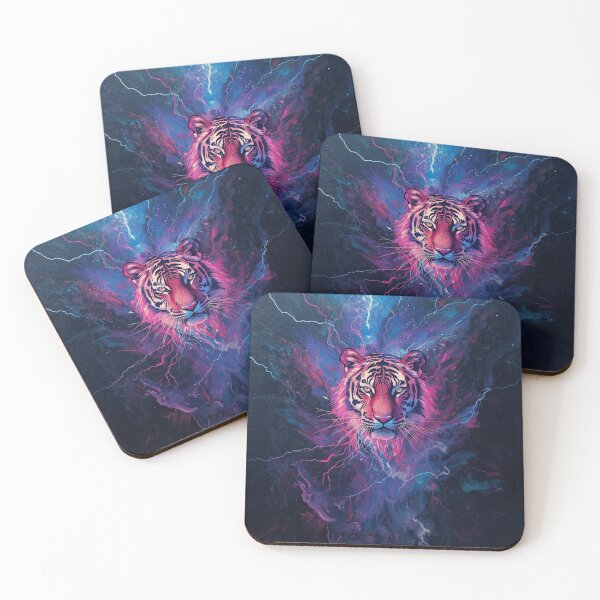 Item preview, Neon Electric Tiger with Lightning – Vibrant Glowing Wildlife Art designed and sold by TitanRN.