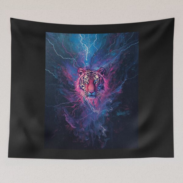 Item preview, Neon Electric Tiger with Lightning – Vibrant Glowing Wildlife Art designed and sold by TitanRN.