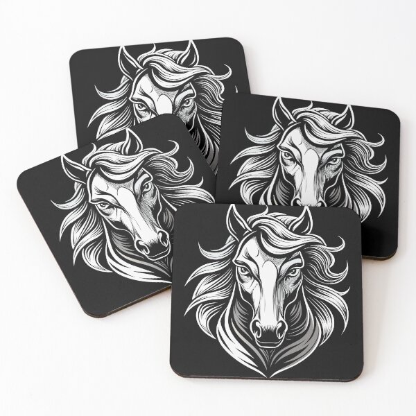 Item preview, Wild Horse Mustang Head – Bold Line Art Design designed and sold by VikArtStudio.