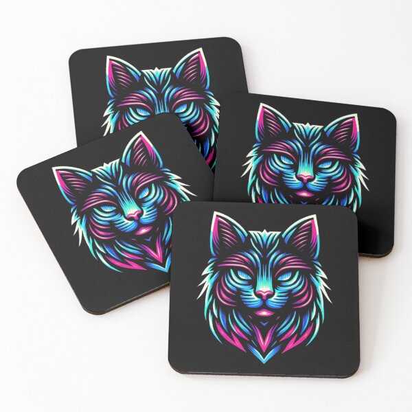 Item preview, Cyber neon cat  Illustration – Futuristic Animal Art designed and sold by Dogandesighn.