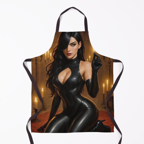 Item preview, Cathryne lit woman kneeling black leather suit designed and sold by CathryneDelamort.