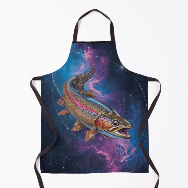 Item preview, Cosmic Rainbow Trout Swimming Through Galaxy Nebula - Space Fish Art designed and sold by TitanRN.