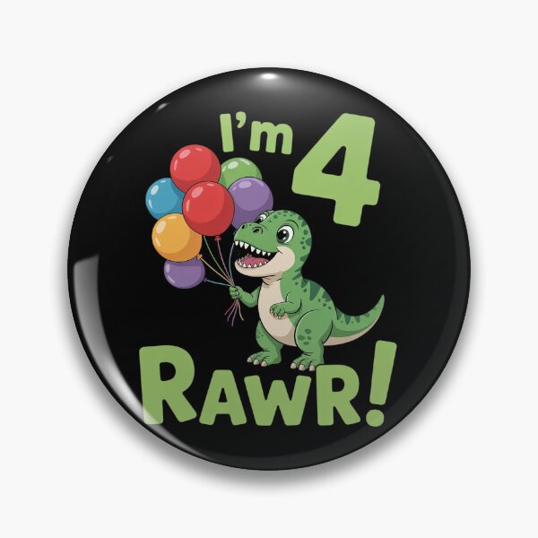 Artikelvorschau, Dinosaurier-Geburtstag zum 4. Geburtstag – Ich bin vier! Rawr! Süße Party! entworfen und verkauft von RsFilsingerArt.
