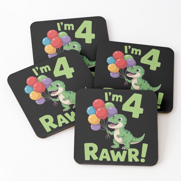 Item preview, Dinosaur 4th Birthday I'm Four Rawr Cute Party  designed and sold by RsFilsingerArt.