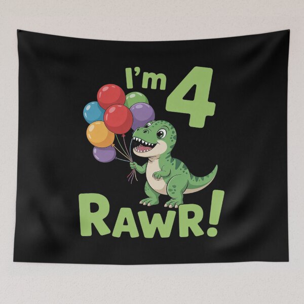 Item preview, Dinosaur 4th Birthday I'm Four Rawr Cute Party  designed and sold by RsFilsingerArt.