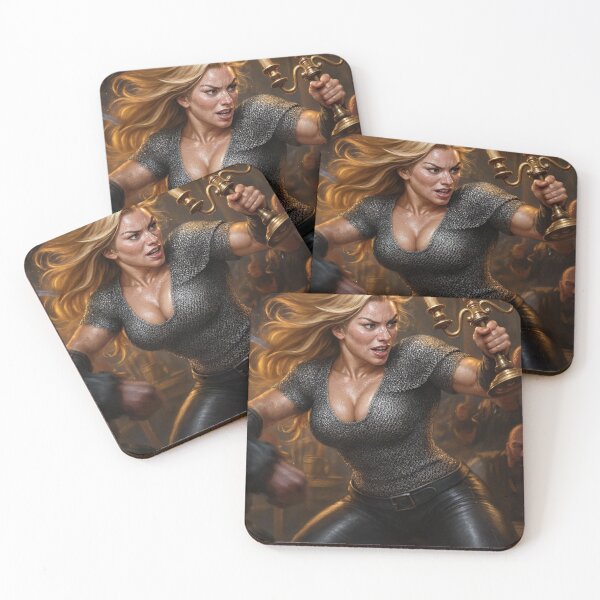 Item preview, Astrid wields candelabra in fierce battle stance designed and sold by CathryneDelamort.