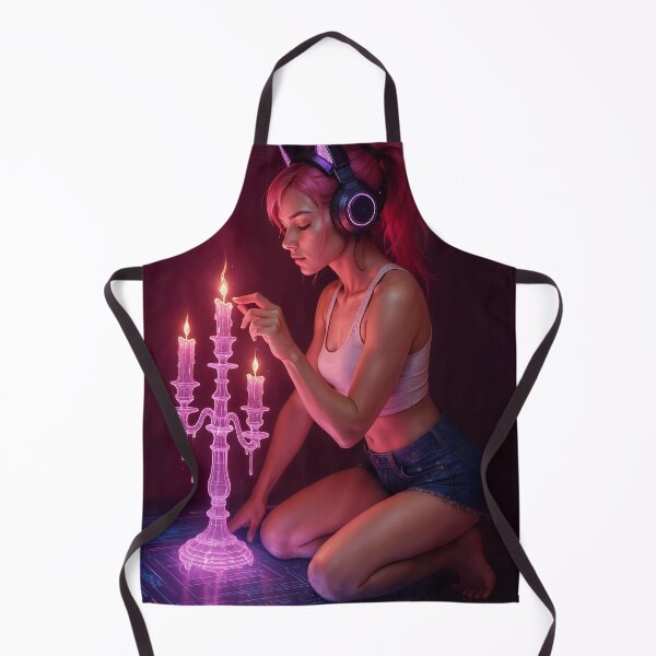Item preview, Cathryne with glowing candelabra neon headphones designed and sold by CathryneDelamort.
