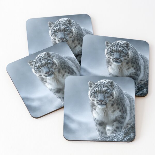 Item preview, Majestic Leopard Standing on Snowy Mountain in Winter Wilderness Landscape designed and sold by LeoArt007.