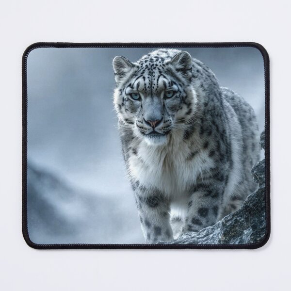 Item preview, Majestic Leopard Standing on Snowy Mountain in Winter Wilderness Landscape designed and sold by LeoArt007.