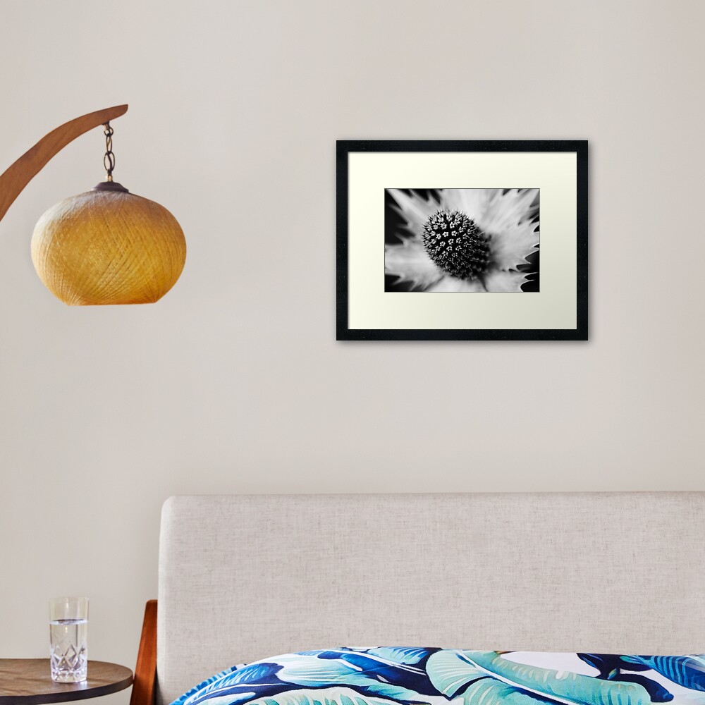 Heart of the White Explosion in Monochrome Framed Art Print