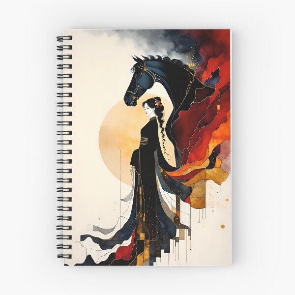 Item preview, Fire Horse and Woman - Dark Fantasy Asian Art designed and sold by SolaoLab.