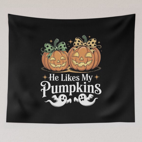 Item preview, He Likes My Pumpkins I Love His Magic Wand Couples Halloween designed and sold by VerseFarm.