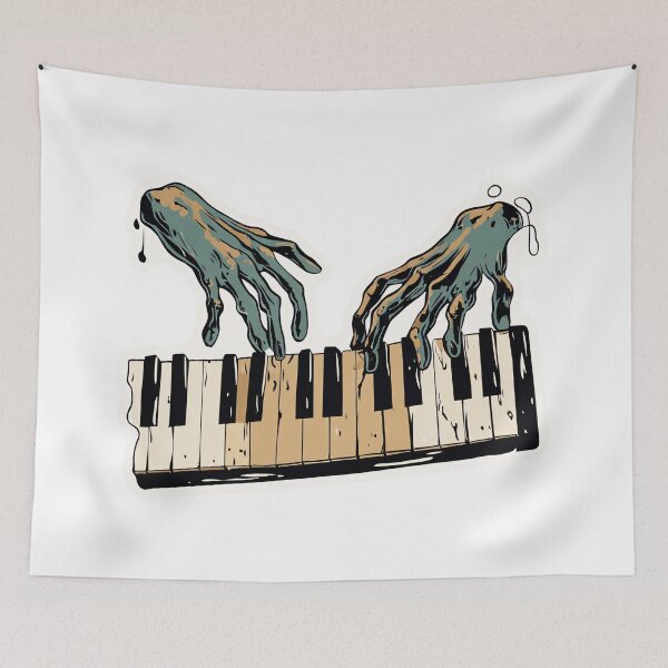 Item preview, Zombie Hands Playing Piano — Cartoon Music Design designed and sold by SleekLineSketches.