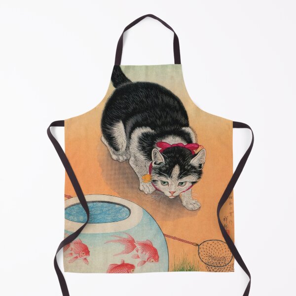 Item preview, Cat and Fishbowl by Ohara Koson : Vintage Feline Japanese Poster designed and sold by artofuniverse.