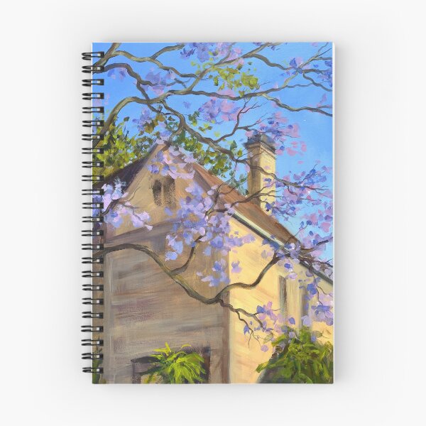 Item preview, Yellow stone house with jacaranda designed and sold by ShellyDu.