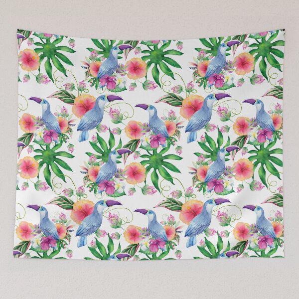 Item preview, Watercolor Toucan Tropical Floral Pattern designed and sold by PSYNOVA.
