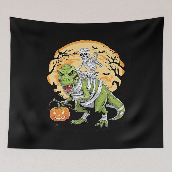 Item preview, Cool Skeleton Pumpkin Riding Mummy Dinosaur Halloween designed and sold by NailMolisa.