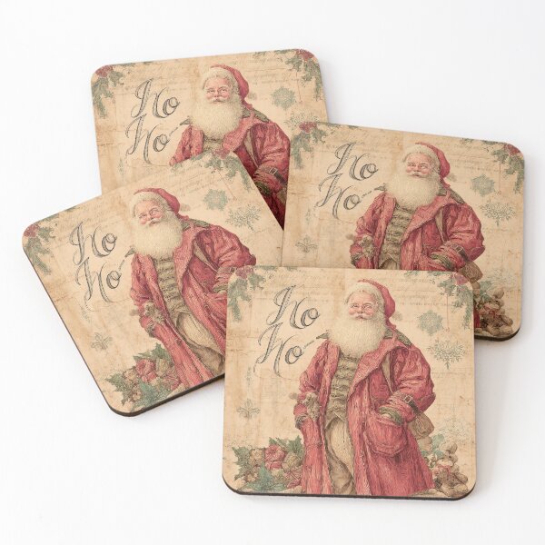 Item preview, Vintage Father Christmas Portrait with Ho Ho Ho Typography - Rustic Art designed and sold by Lamarcy.