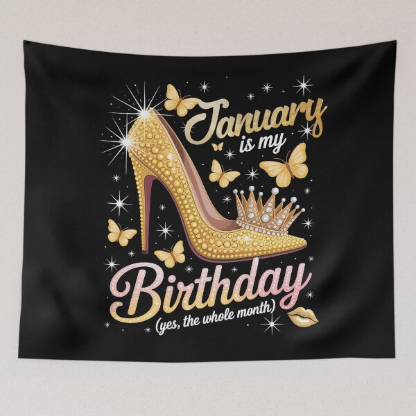 Item preview, January Queen Birthday Gold High Heel Sparkly Crown Whole Month Tee designed and sold by KristenosNehk.
