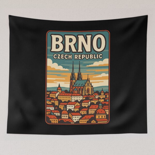 Item preview, Brno Czech Republic Retro Vintage Travel designed and sold by TomFrontierArt.