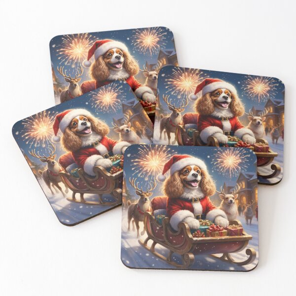 Item preview, Santa Cavalier Christmas Sleigh – Festive Dog Holiday Magic designed and sold by AmetistLight.
