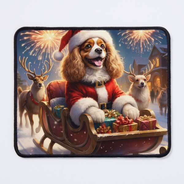 Item preview, Santa Cavalier Christmas Sleigh – Festive Dog Holiday Magic designed and sold by AmetistLight.