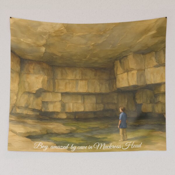 Item preview, Boy Amazed by Cave at Muckross Head Kilcar Co Donegal designed and sold by OliDesigns.