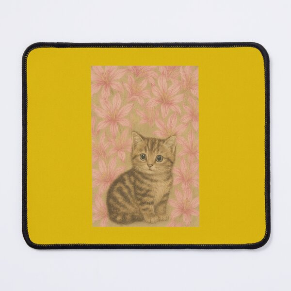 Item preview, Adorable Tabby Kitten on Pink Lilies designed and sold by Auroracat2025.