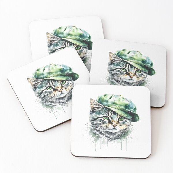 Item preview, Watercolor Cat  Green-Eyed Charm A Dapper Feline designed and sold by Steele-Art.