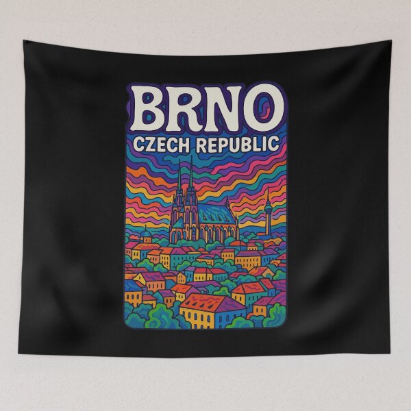 Item preview, Brno Czech Republic Colorful Trippy Art designed and sold by TomFrontierArt.