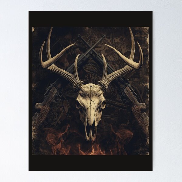 Item preview, Deer Skull with Crossed Rifles Camo Hunting Vintage Design designed and sold by TitanRN.