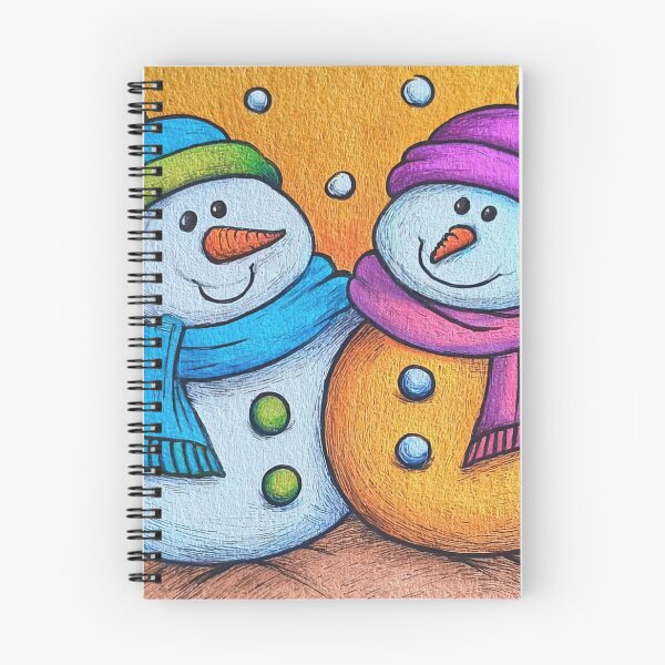 Item preview, Colorful Snowman Couple - Vibrant Winter Art with Blue & Purple Hats designed and sold by Lamarcy.