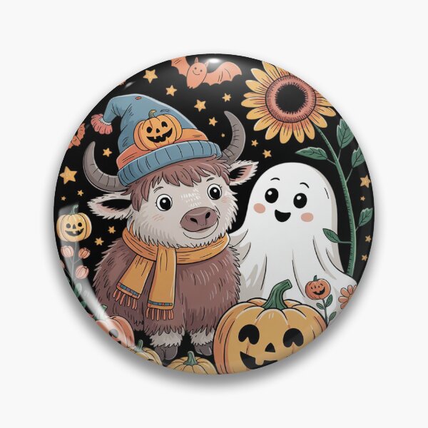 Item preview, Funny Halloween Highland Cow Ghost Spooky Autumn Pumpkin  designed and sold by MyzoToyota.