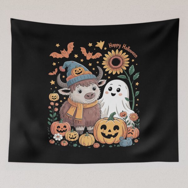 Item preview, Funny Halloween Highland Cow Ghost Spooky Autumn Pumpkin  designed and sold by MyzoToyota.