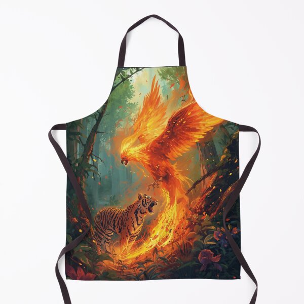 Item preview, Epic Phoenix vs Tiger Battle in Enchanted Forest - Fantasy Mythical Creatures Art designed and sold by TitanRN.