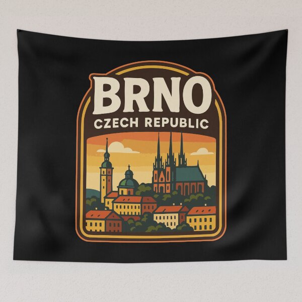 Item preview, Brno Czech Republic Retro Cityscape designed and sold by TomFrontierArt.