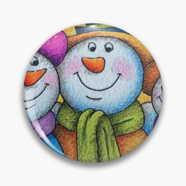 Item preview, Colorful Snowman Friends - Vibrant Orange & Blue Christmas Art designed and sold by Lamarcy.
