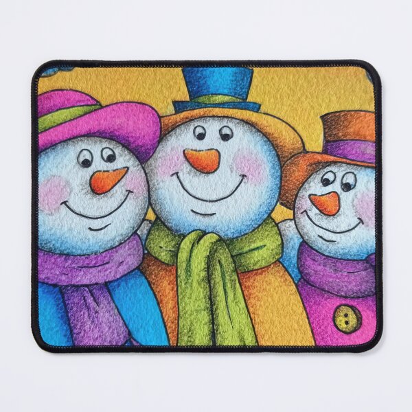 Item preview, Colorful Snowman Friends - Vibrant Orange & Blue Christmas Art designed and sold by Lamarcy.